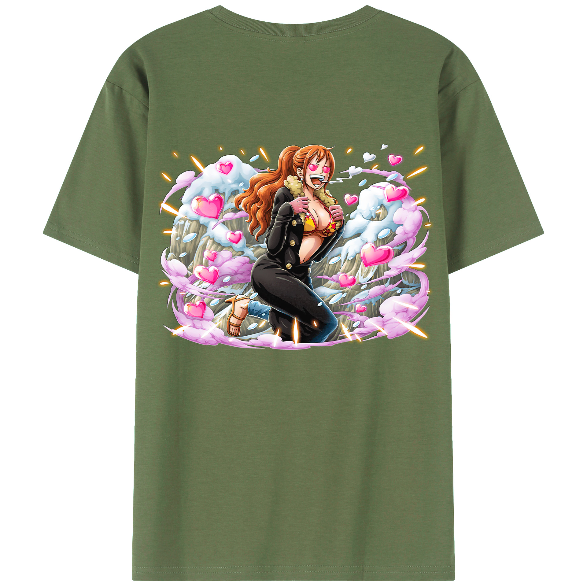 （画像用） ワンピース ナミ ONE PIECE Nami 綿100％ メンズ半袖Tシャツ（バックプリント） 通気性
